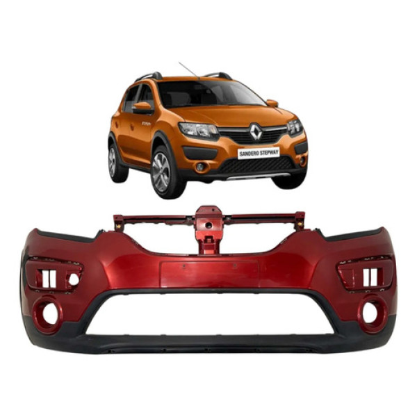 Parachoque Dianteiro Renault Sandero Stepway 2014 A 2020 Vermelho