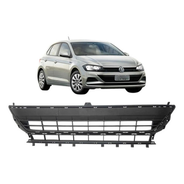 Grade Central Dianteira Volkswagen Polo Virtus 2018 A 2022 Preto Fosco