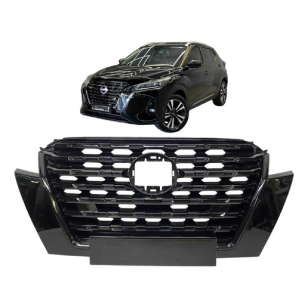 Grade Frontal Nissan Kicks 2021 A 2024 Original Preto Brilhante