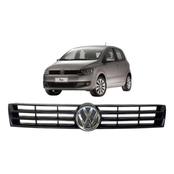 Grade Dianteiro Volkswagen Fox Spacefox 2010 A 2014 Original Preto Brilhante