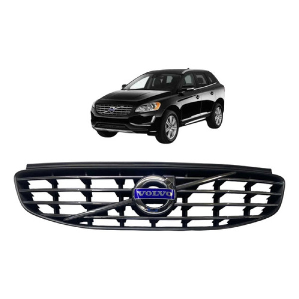 Grade Dianteira Superior Volvo Xc60 2014 A 2016 Original Preto Brilhante