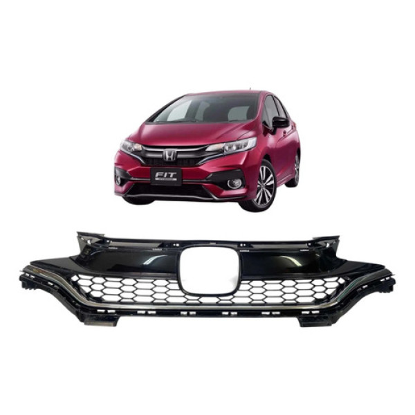 Grade Dianteira Honda Fit 2017 2018 2019 2020 Original Preto Brilhante