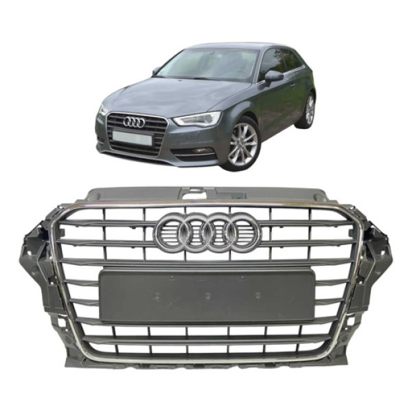 Grade Central Parachoque Audi A3 2013 A 2016 Original Cinza Fosco