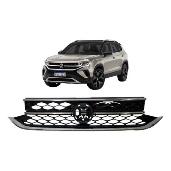 Grade Dianteira Volkswagen Taos 2022 A 2025 Original Preto Brilhante