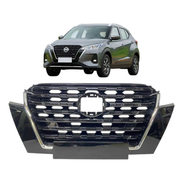 Grade Frontal Nissan Kicks 2021 A 2024 Original Preto Brilhante